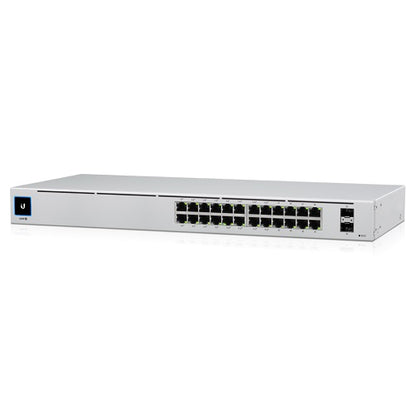 Ubiquiti UniFi 24 Port Managed Gigabit Switch, 16x PoE Ports, 8x Gigabit Ethernet Ports, 2xSFP - 95W - Touch Display - Fanless - GEN2,