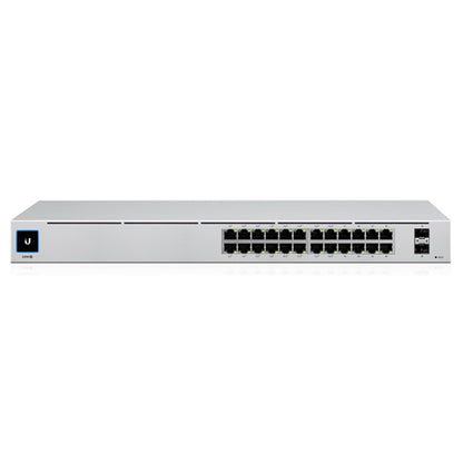 Ubiquiti UniFi 24 Port Managed Gigabit Switch, 16x PoE Ports, 8x Gigabit Ethernet Ports, 2xSFP - 95W - Touch Display - Fanless - GEN2,
