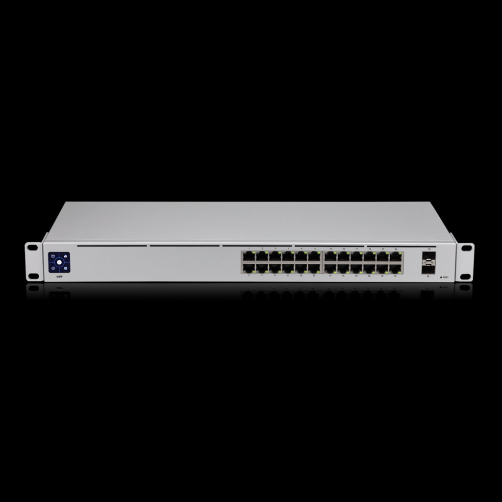Ubiquiti UniFi 24 port Managed Gigabit Switch - 24x Gigabit Ethernet Ports, with 2xSFP - Touch Display - Fanless - GEN2,