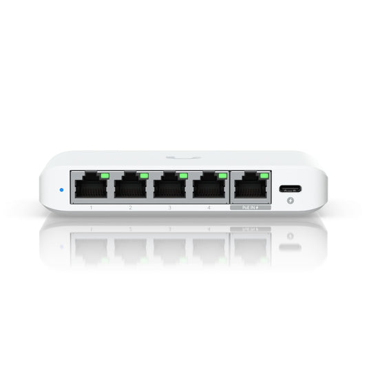 Ubiquiti Flex Mini 2.5G, (4) 2.5 GbE Ports, (1) 2.5 GbE PoE Input Port for Power,