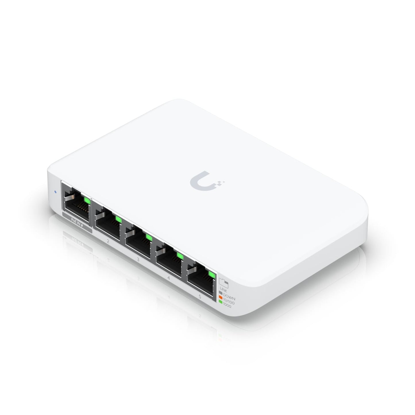 Ubiquiti USW Flex Mini, UniFi, Layer 2 Gigabit Switch, 5x GbE RJ45 Ports, Power Via PoE (802.3af)   USB Type-C 5V 1A,
