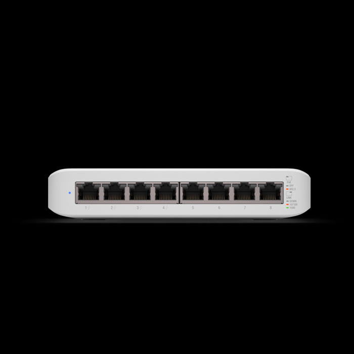 Ubiquiti UniFi Switch USW-Lite-8-POE, 4x PoE Output Ports, 52W PoE Supply, Fanless, Wall Mount Kit Included,
