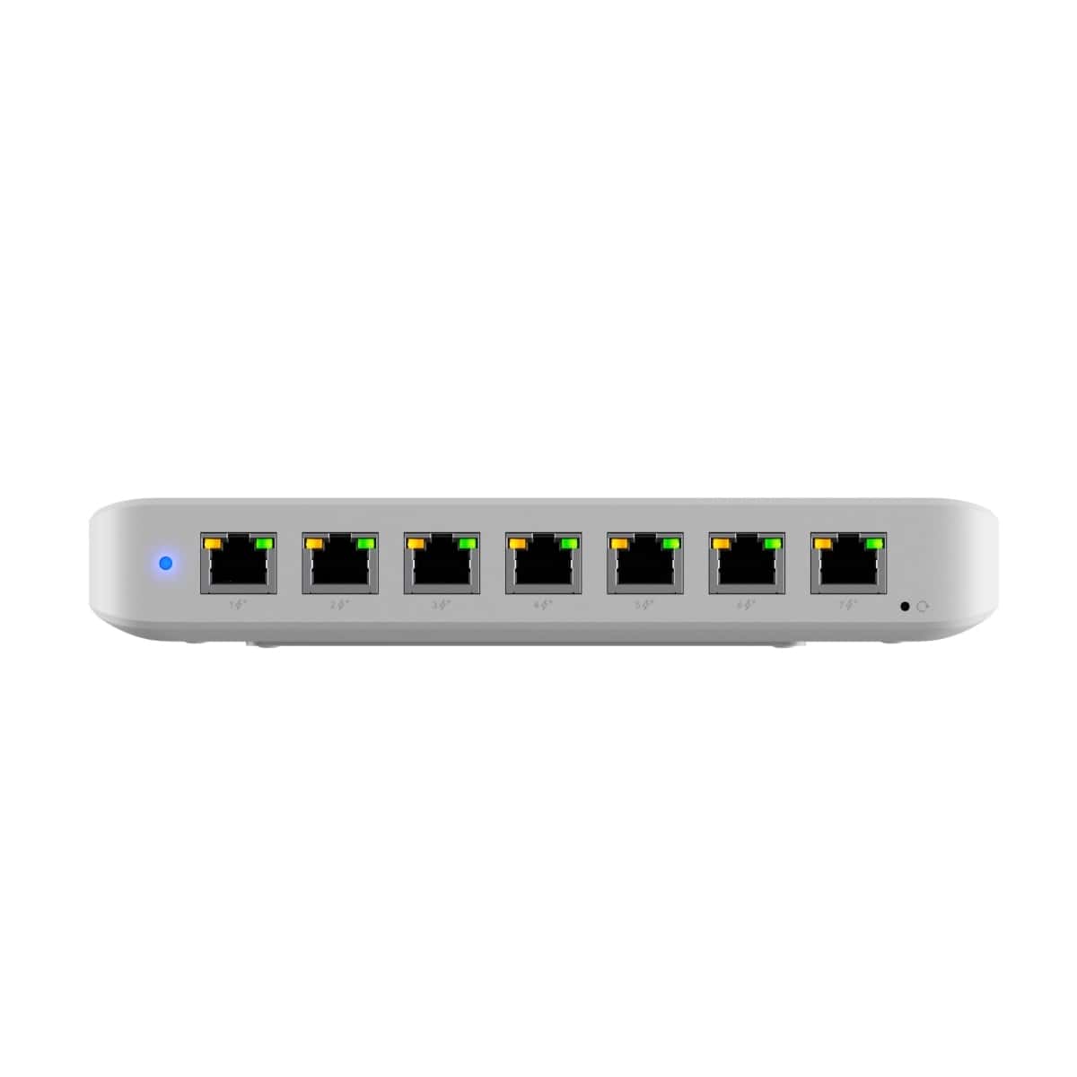 Ubiquiti Ultra 60W, Compact 8-port Layer 2 GbE PoE Switch, Versatile Mounting, 7 GbE PoE Output ports, 1 GbE Port, Includes PSU,