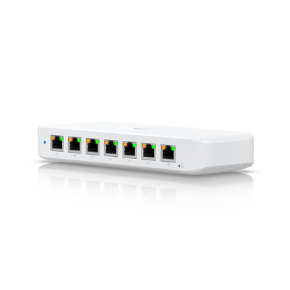 Ubiquiti Ultra 42W, Compact Layer 2, 8-port GbE PoE Switch, Versatile Mounting Options, 7 PoE PoE No Power Supply, PoE Input,