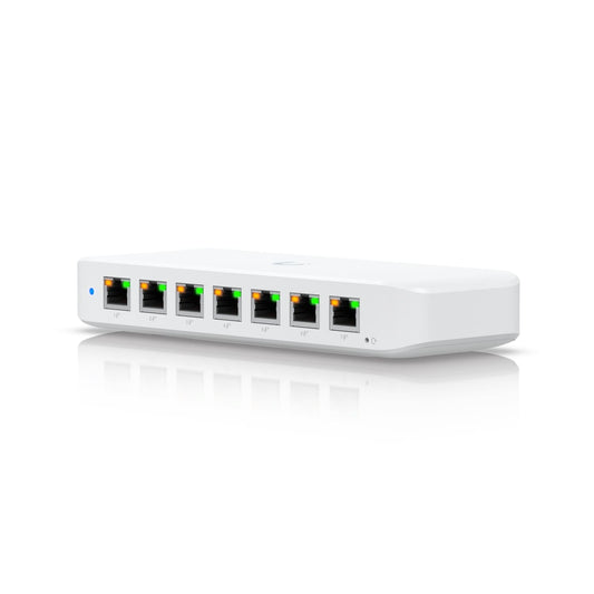 Ubiquiti Ultra 42W, Compact Layer 2, 8-port GbE PoE Switch, Versatile Mounting Options, 7 PoE PoE No Power Supply, PoE Input,