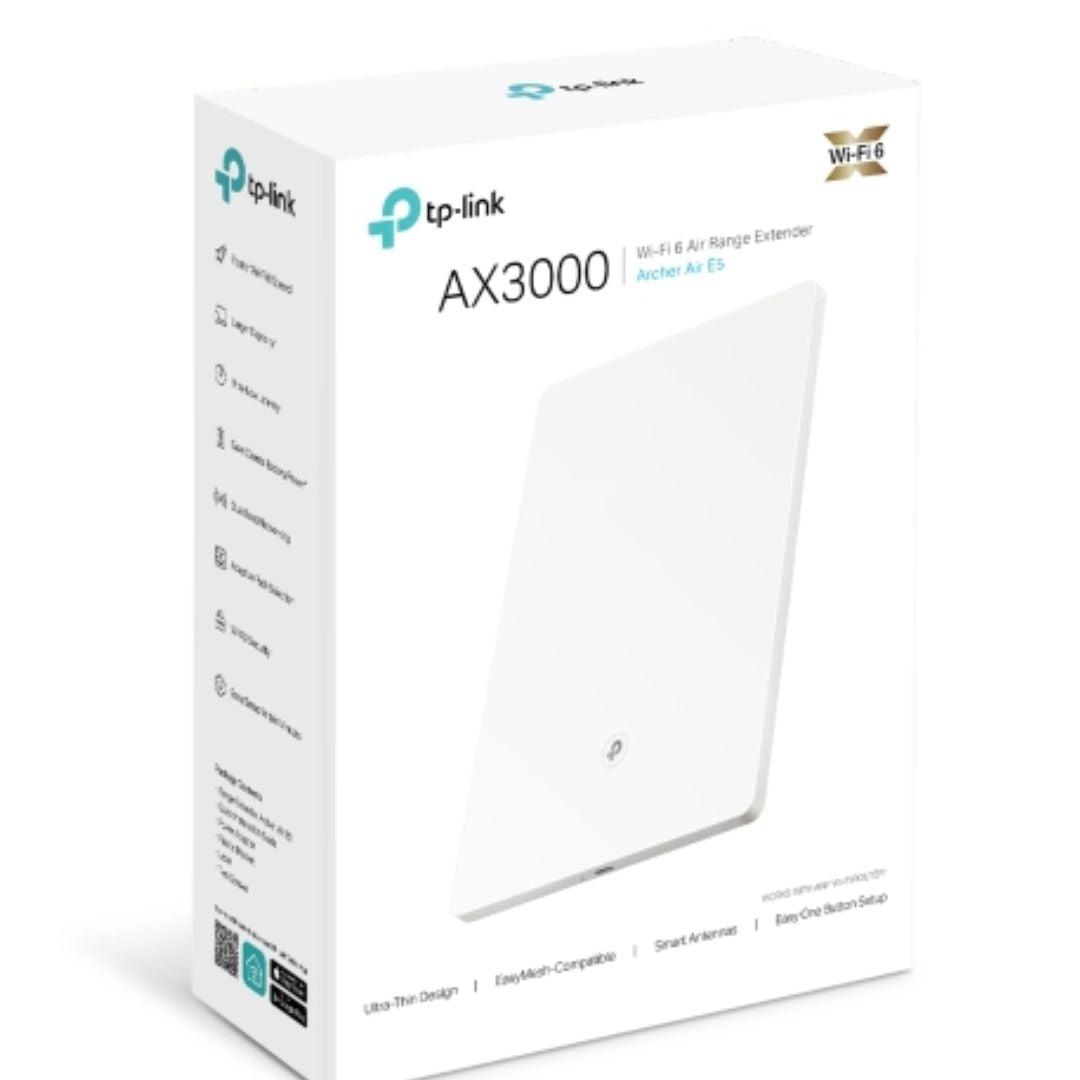 TP-Link Archer Air E5 AX3000 Dual-Band Wi-Fi 6 Air Range Extender, 574 Mbps at 2.4 GHz  2402 Mbps at 5 GHz , 8mm Ultra-thin Shell, Multiple Installat
