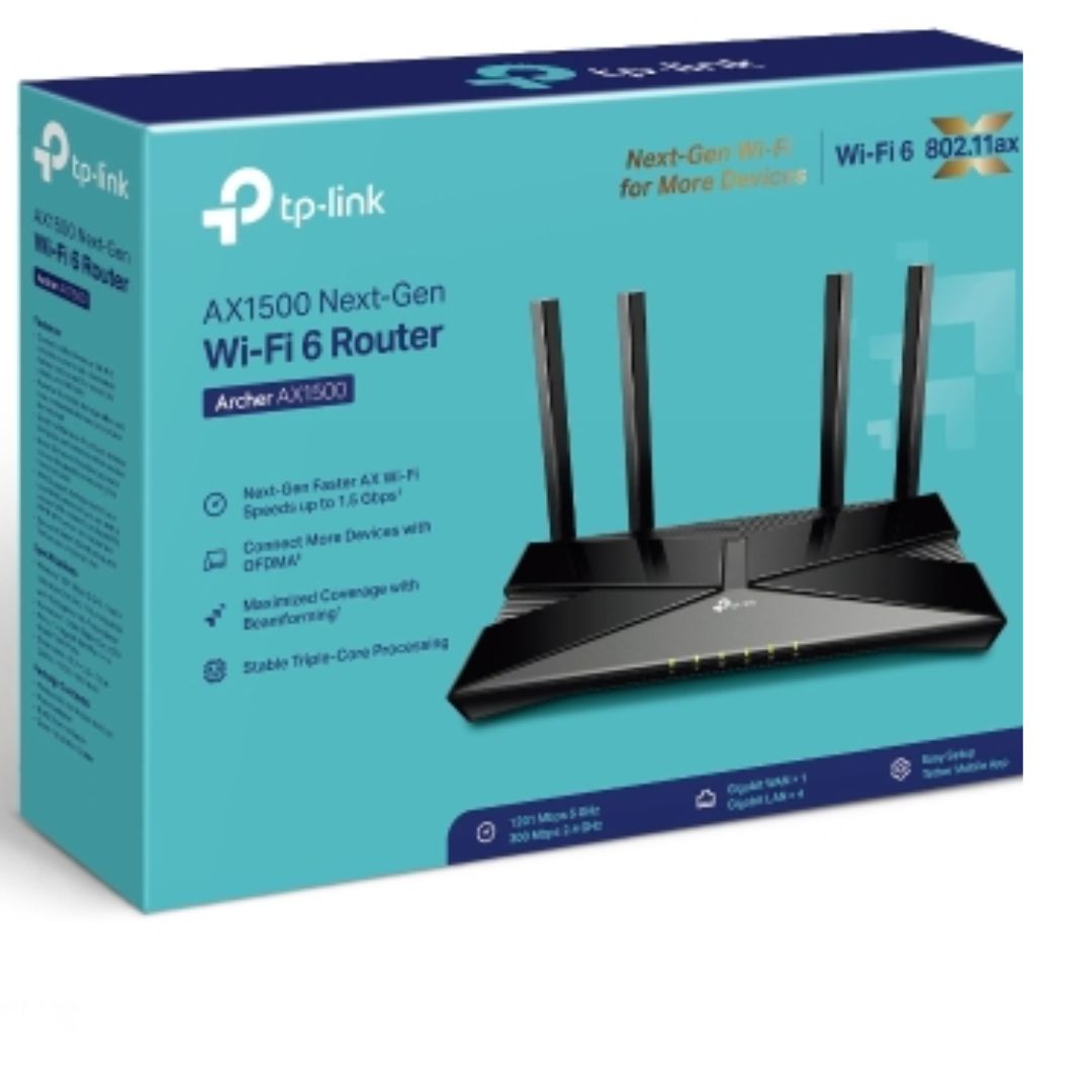 TP-Link Archer AX1500 AX1500 Wi-Fi 6 Router (802.11ax) Router 4x Gigabit Ports (WIFI6), 300 Mbps at 2.4 GHz  1201 Mbps at 5 GHz