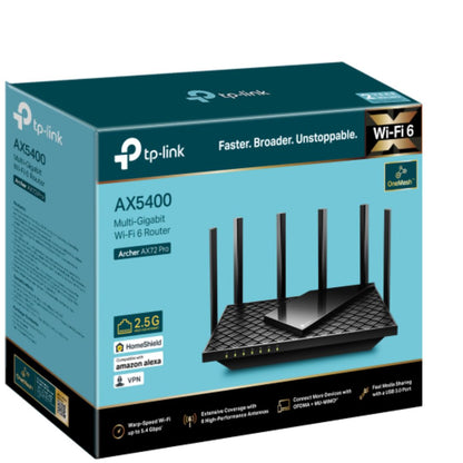 TP-Link Archer AX72 Pro AX5400 Multi-Gigabit WiFi 6 Router, 574 Mbps at 2.4 GHz  4804 Mbps at 5 GHz, Beamforming, Smart Connect, Airtime Fairness