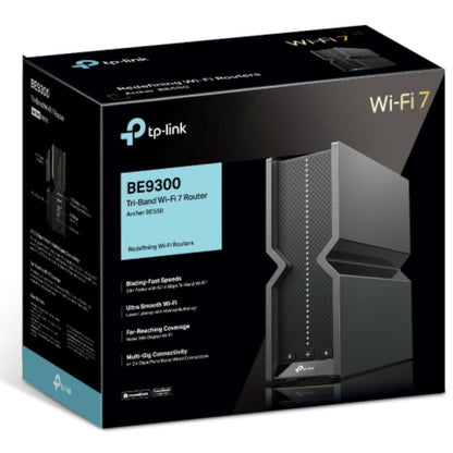 TP-Link Archer BE550 BE9300 Tri-Band Wi-Fi 7 Router (WIFI7) 574 Mbps at 2.4 GHz  2880 Mbps at 5 GHz  5760 Mbps at 6 , 6 Internal Antennas, 1.5 GHz