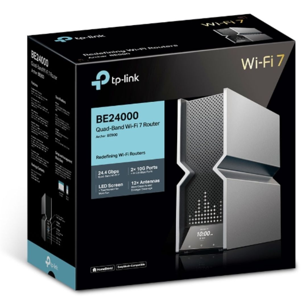 TP-Link Archer BE900 BE24000 Quad-Band Wi-Fi 7 Router (WIFI7) 1376 Mbps at 2.4 GHz  5760 Mbps at 5 GHz_1 5760 Mbps at 5 GHz_2  11520 Mbps at 6 GHz