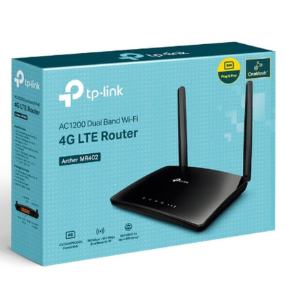 TP-Link Archer MR402 AC1200 Wireless Dual Band 4G LTE Router, 867 Mbps at 5 GHz  300 Mbps at 2.4 GHz, 4G Cat4 150 50 Mbps