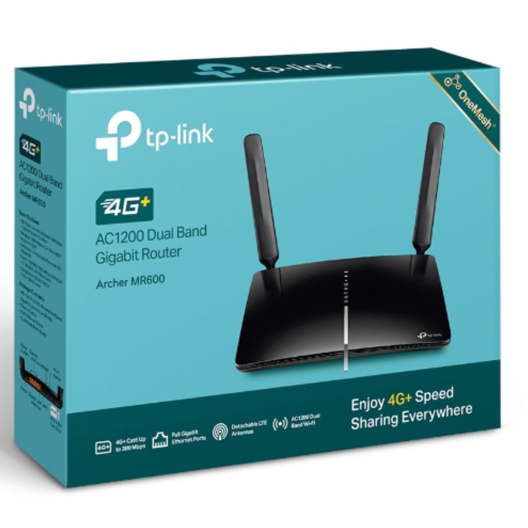 TP-Link Archer MR600 4G Cat6 AC1200 Wireless Dual Band Gigabit Router OneMesh 300Mbps 2.5Ghz 867Mbps 5Ghz, 4G SIM Slot, 2 Detach. LTE Antennas