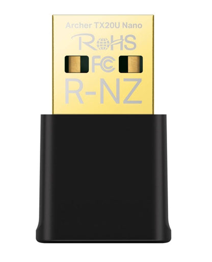 TP-Link Archer TX20U Nano AX1800 Nano Wi-Fi 6 Wireless USB Adapter, 1201 Mbps at 5 GHz  574 Mbps at 2.4 GHz, Internal Antennas, USB 3.0
FEATURE: MU-