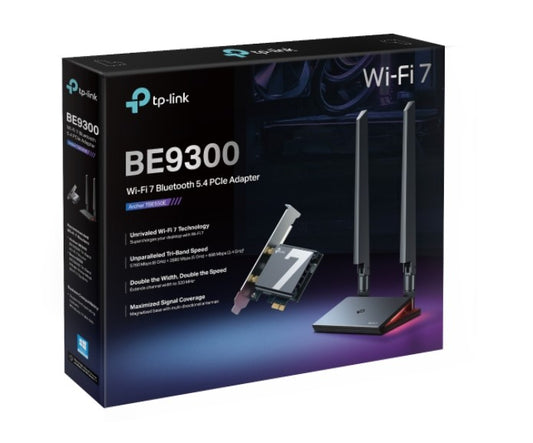 TP-Link Archer TBE550E BE9300 Wi-Fi 7 Bluetooth 5.4 PCIe Adapter, 6GHz 5760 Mbps, 5GHz 2880 Mbps, 2.4GHz 688 Mbps (wifi7) (NIC)