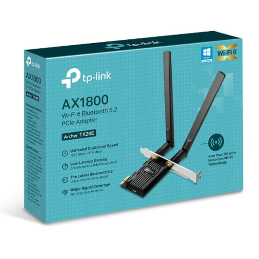 TP-Link Archer TX20E AX1800 Wi-Fi 6 Bluetooth 5.2 PCIe Adapter, 1201Mbps 5GHz, 574Mbps 2.4GHz