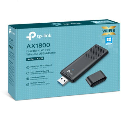 TP-Link Archer TX20U AX1800 Dual Band Wi-Fi 6 Wireless USB Adapter, 1201 Mbps at 5 GHz  574 Mbps at 2.4 GHz, MU-MIMO, OFDMA, WPA3