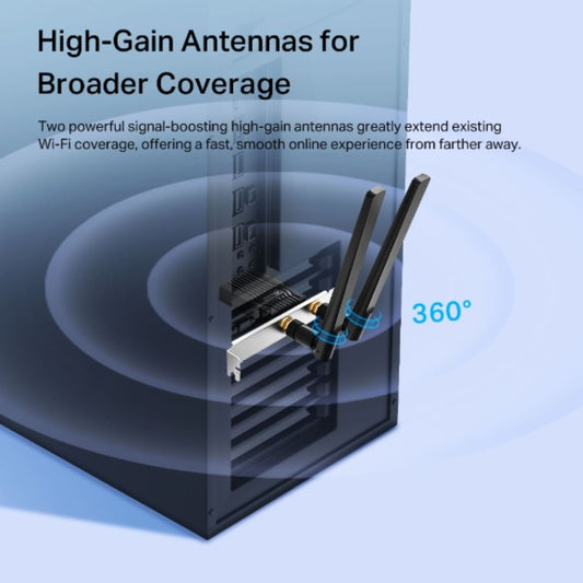 TP-Link Archer TX55E AX3000 Wi-Fi 6 Bluetooth 5.2 PCIe Adapter,  2402Mbps 5GHz, 574Mbps 2.4GHz