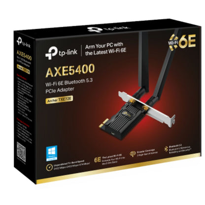 TP-Link Archer TXE72E AXE5400 Wi-Fi 6E Bluetooth 5.3 PCIe Adapter , 2402 Mbps at 6 GHz  2402 Mbps at 5 GHz  574 Mbps at 2.4 GHz