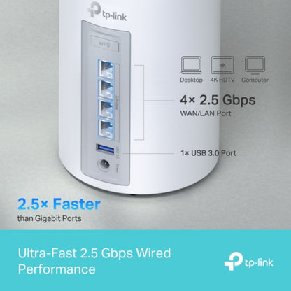TP-Link Deco BE65 BE11000 Whole Home Mesh Wi-Fi 7 System (WIFI7), 574 Mbps at 2.4 GHz  4320 Mbps at 5 GHz  5760 Mbps at 6 GHz