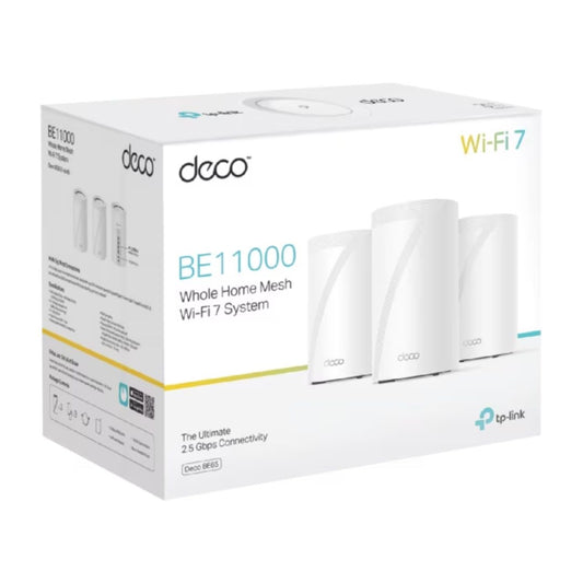 TP-Link Deco BE65(3-pack) BE11000 Whole Home Mesh Wi-Fi 7 System (WIFI7) , 574 Mbps at 2.4 GHz  4320 Mbps at 5 GHz  5760 Mbps at 6 GHz
