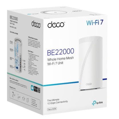 TP-Link Deco BE85(1-pack) BE22000 Tri-Band Whole Home Mesh Wi-Fi 7 System (WIFI7), 1376 Mbps at 2.4 GHz  8640 Mbps at 5 GHz  11520 Mbps at 6 GHz