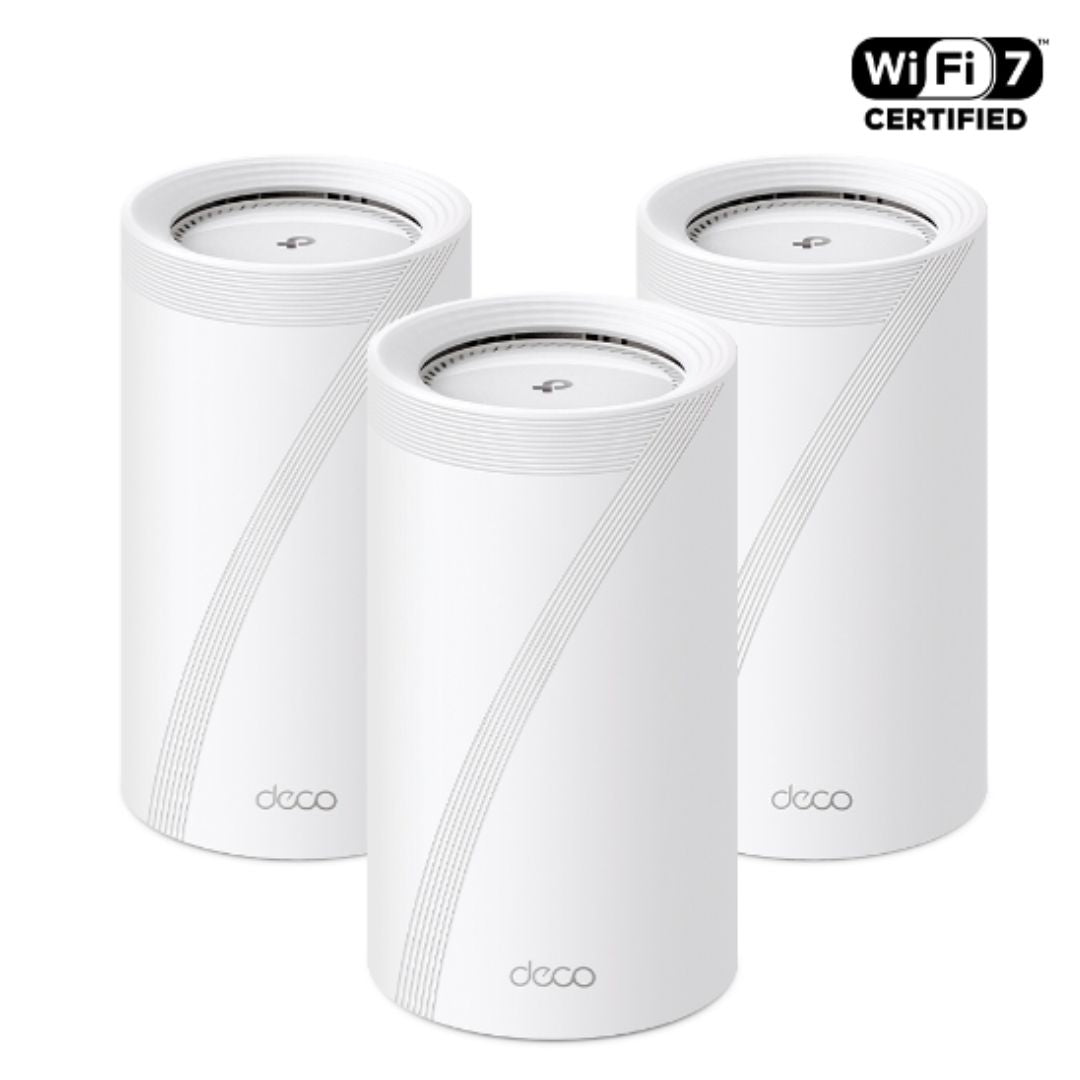 TP-Link Deco BE85(3-pack) BE22000 Tri-Band Whole Home Mesh Wi-Fi 7 System (WIFI7) 1376 Mbps at 2.4 GHz  8640 Mbps at 5 GHz  11520 Mbps at 6 GHz