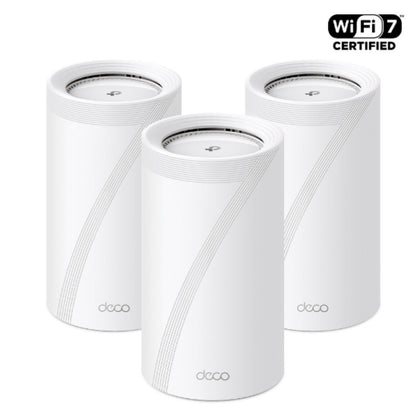 TP-Link Deco BE85(3-pack) BE22000 Tri-Band Whole Home Mesh Wi-Fi 7 System (WIFI7) 1376 Mbps at 2.4 GHz  8640 Mbps at 5 GHz  11520 Mbps at 6 GHz