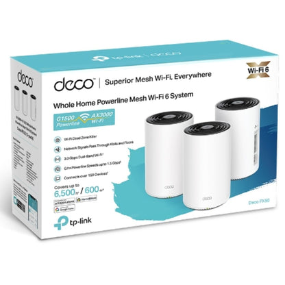 TP-Link Deco PX50(3-pack)  AX3000  G1500 Whole Home Powerline Mesh WiFi 6 System, 3-pack