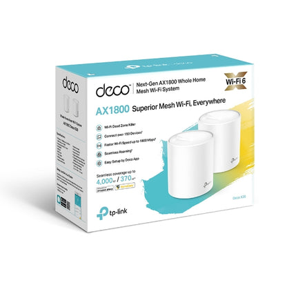 TP-Link Deco X20(2-pack) AX1800 Whole Home Mesh Wi-Fi 6 System, Up To 370 sqm Coverage, WIFI6, 1201Mbps   5Ghz, 574Mbps   2.4 GHz OFDMA, MU-MIMO (WIFI