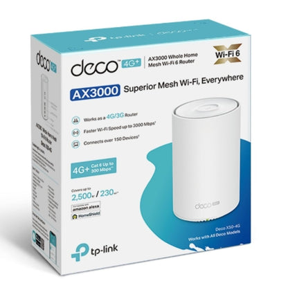 TP-Link Deco X50-4G(1-pack) 4G AX3000 Whole Home Mesh Wi-Fi 6 Router, Build-In 300Mbps 4G LTE Advanced Modem