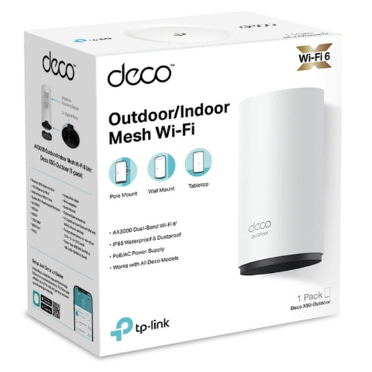TP-Link Deco X50-Outdoor(1-pack) AX3000 Outdoor   Indoor Whole Home Mesh WiFi 6 Unit, 574 Mbps at 2.4 GHz  2402 Mbps at 5 GHz