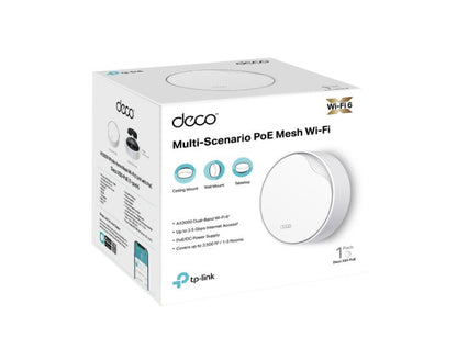 TP-Link Deco X50-PoE(1-pack) AX3000 Whole Home Mesh WiFi 6 System with PoE, 574 Mbps at 2.4 GHz  2402 Mbps at 5 GHz,  4 Internal Antennas, 1 2.5 Gi