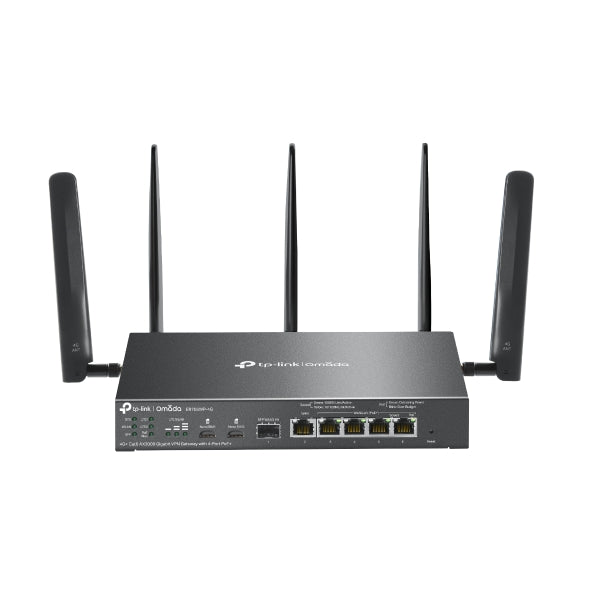 TP-Link ER706WP-4G Omada 4G Cat6 AX3000 Gigabit VPN Gateway with 4-Port PoE, 574Mbps at 2.4 GHz  2402 Mbps at 5 GHz (HE160) Wi-Fi Speed, 300 Mbps D