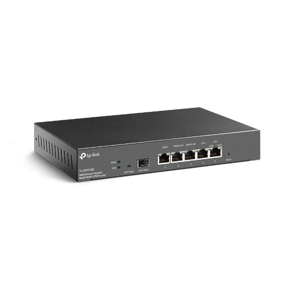 TP-Link TL-ER7206 Omada SafeStream Gigabit Multi-WAN VPN Router, 4 WAN Ports: 1 Gigabit SFP WAN port, 1 Gigabit RJ45 WAN Port, 2 Gigabit WAN LAN