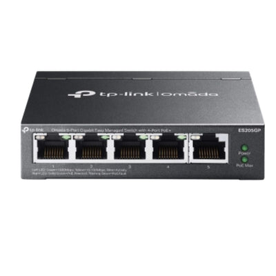 TP-Link ES205GP Omada 5-Port Gigabit Easy Managed Switch with 4-Port PoE, PoE Auto Recovery, VLAN, QoS, IGMP Snooping, Loop Prevention, Port Isolatio