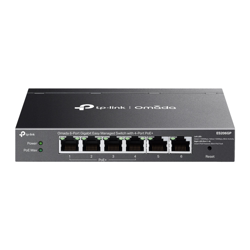 TP-Link ES206GP Omada 6-Port Gigabit Easy Managed Switch with 4-Port PoE, Fast PoE, Perpetual PoE, Flow Control, Loopback Detection, Port Isolation,
