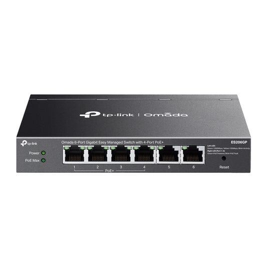 TP-Link ES206GP Omada 6-Port Gigabit Easy Managed Switch with 4-Port PoE, Fast PoE, Perpetual PoE, Flow Control, Loopback Detection, Port Isolation,