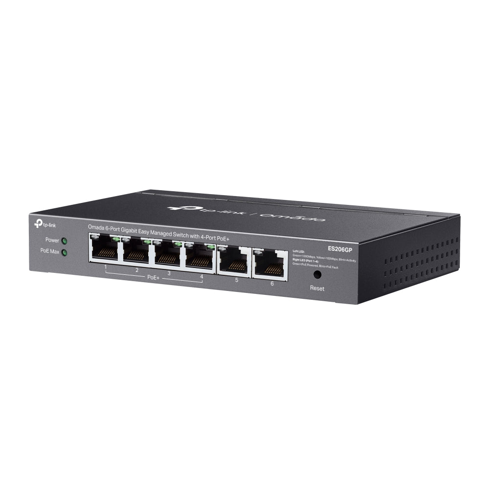 TP-Link ES206GP Omada 6-Port Gigabit Easy Managed Switch with 4-Port PoE, Fast PoE, Perpetual PoE, Flow Control, Loopback Detection, Port Isolation,