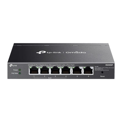 TP-Link ES206GP Omada 6-Port Gigabit Easy Managed Switch with 4-Port PoE, Fast PoE, Perpetual PoE, Flow Control, Loopback Detection, Port Isolation,