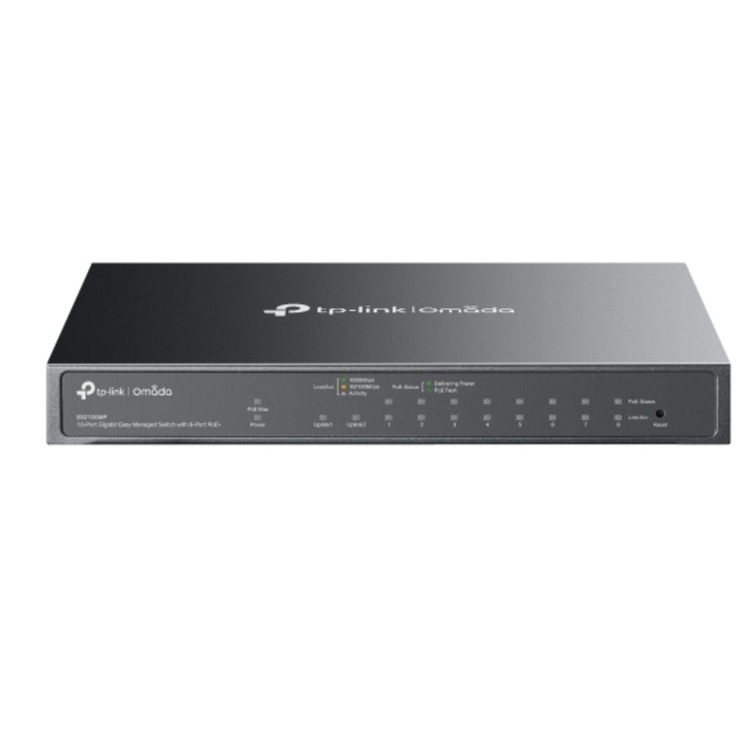 TP-Link ES210GMP Omada 10-Port Gigabit Easy Managed Switch with 8-Port PoE,  Flow Control, Loopback Detection, Port Isolation, Port Mirroring, LAG, V