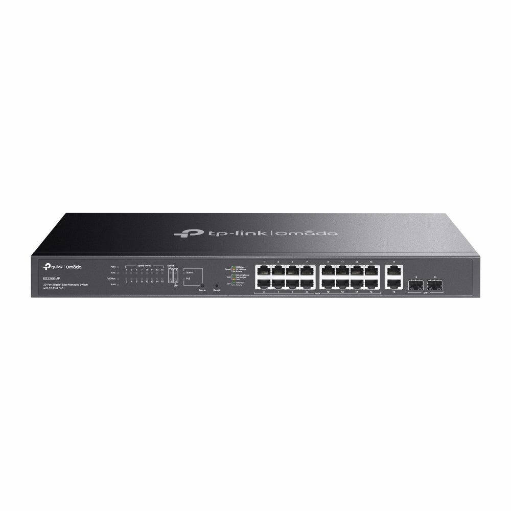 TP-Link ES220GMP Omada 20-Port Gigabit Easy Managed Switch with 16-Port PoE,  Fast PoE, Perpetual PoE, Flow Control, Loopback Detection, Port Isolati
