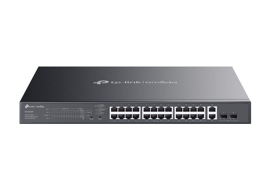 TP-Link ES228GMP Omada 28-Port Gigabit Easy Managed Switch with 24-Port PoE,  Fast PoE, Perpetual PoE, Flow Control, Loopback Detection, Port Isolati
