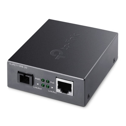 TP-Link TL-FC111PB-20 10 100Mbps WDM Media Converter with 1-Port PoE - IEEE 802.3u, 20KM, 1310 nm TX, 1550 nm RX