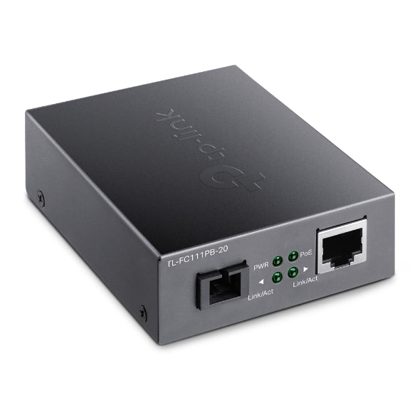 TP-Link TL-FC111PB-20 10 100Mbps WDM Media Converter with 1-Port PoE - IEEE 802.3u, 20KM, 1310 nm TX, 1550 nm RX