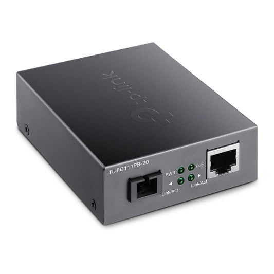 TP-Link TL-FC111PB-20 10 100Mbps WDM Media Converter with 1-Port PoE - IEEE 802.3u, 20KM, 1310 nm TX, 1550 nm RX