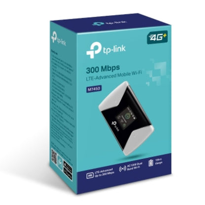 TP-Link M7450 4G-LTE Mobile Wi-Fi 300Mbps DL 50Mbps UL 4G SIM Card  microSD Slot 3000mAh 15hrs Rechargeable Battery for 32 Devices iOS Android App