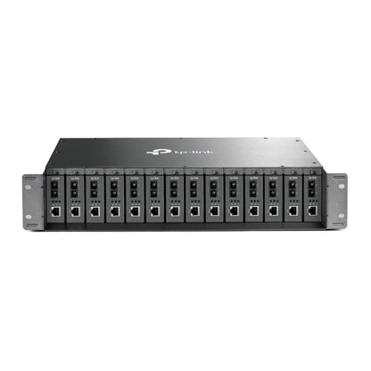 TP-Link MC1400 19 ft 2U Rackmount Chassis for 14-Slot Media Converters, Redundant Power Supply, Hot-Swappable, Mounted,Two Cooling Fans