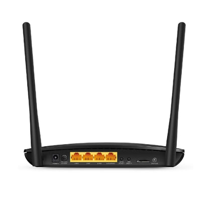 TP-Link TL-MR6400 N300 Wireless N 3G 4G-LTE Router 2.4GHz (300Mbps) 802.11bgn 3x100Mbps LAN 1x 100Mbps 4G SIM Slot, Band5Band28