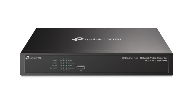 TP-Link VIGI NVR1008H-8MP 8 Channel PoE Network Video Recorder, 113W PoE Budget, H.265, 4K Video Output  16MP Decoding Capacity (HDD Not Included)