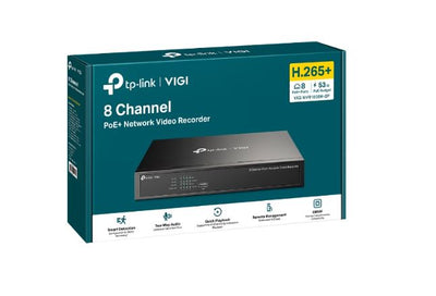TP-Link VIGI NVR1008H-8P 8 Channel PoE Network Video Recorder, 53W PoE Budget, H.265, 4K Video Output  16MP Decoding Capacity (HDD Not Included)